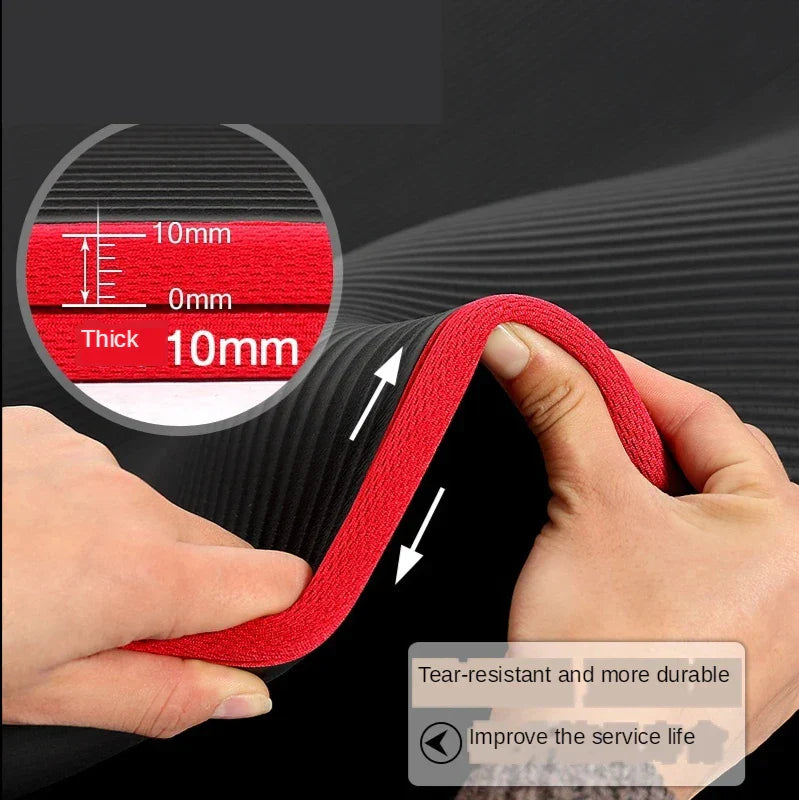 10MM Extra Thick Non-Slip NRB Yoga Mat 183x61cm Black