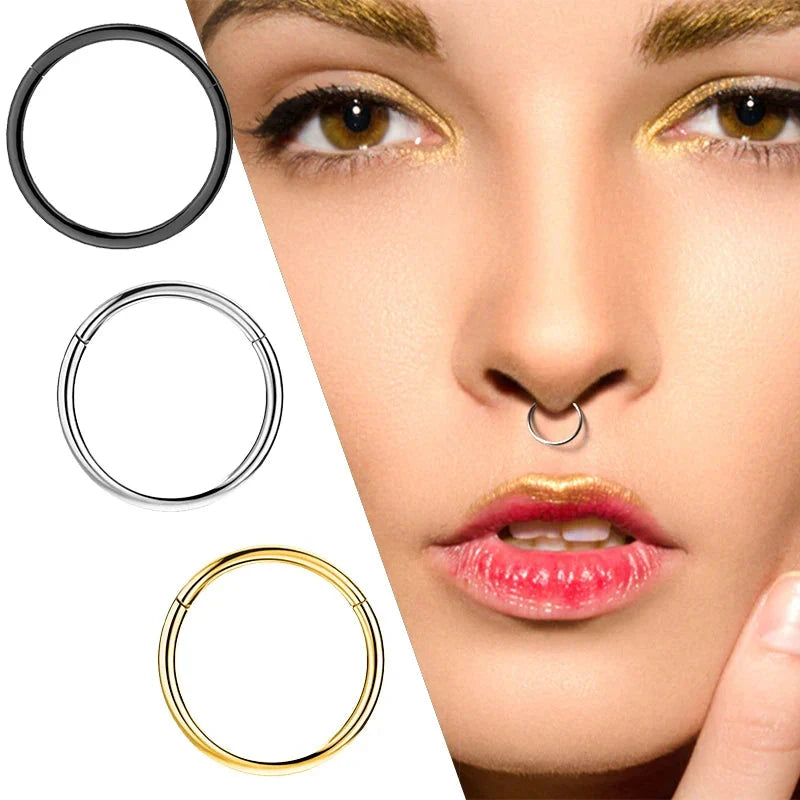 1PC Stainless Steel Nose Hoop Septum Piercing Clicker Hinged Segment Rings Lip Helix Daith Conch Cartilage Earrings Sexy Jewelry